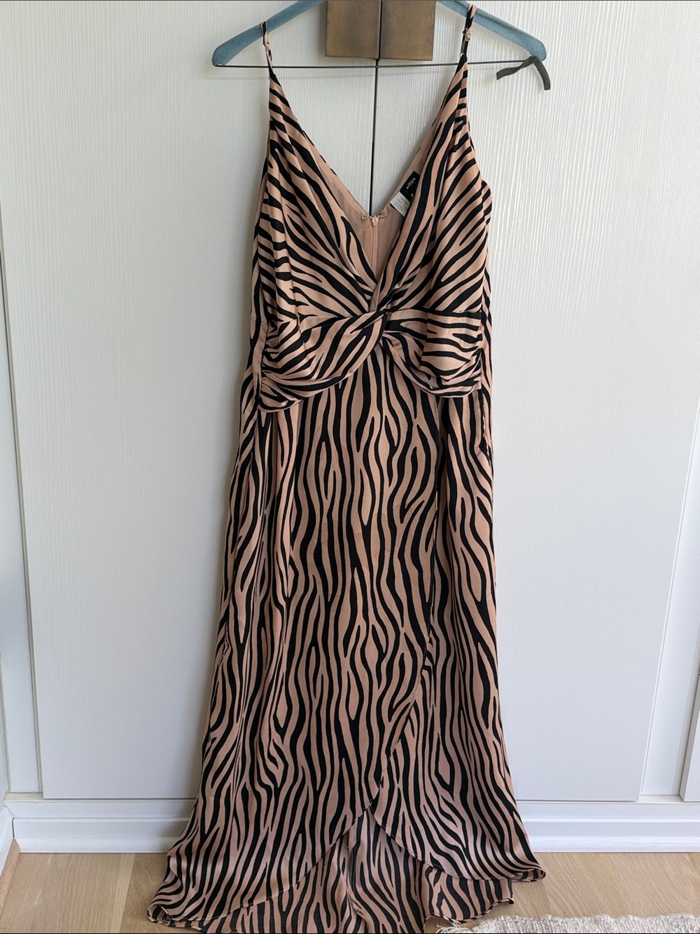 Aqua Women's Copper and Black Zebra Print Twist-Front Maxi Dress